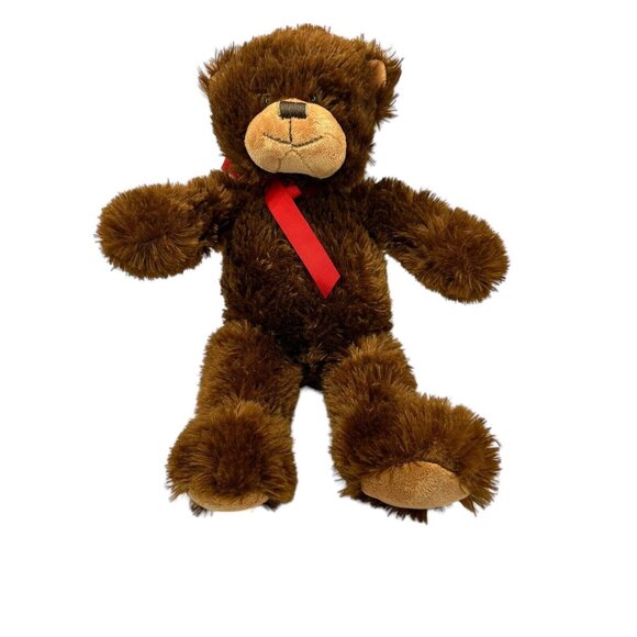 Russell Stover Candy Plush Teddy Bear Brown 17" Red Bow Weighted bottom - Picture 1 of 5